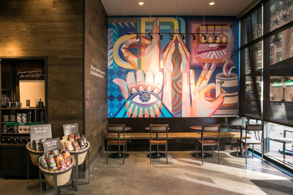 PHOTO: A mural is shown on Monday, October 22, 2018 at Starbucks first U.S. Signing Store in Washington D.C.