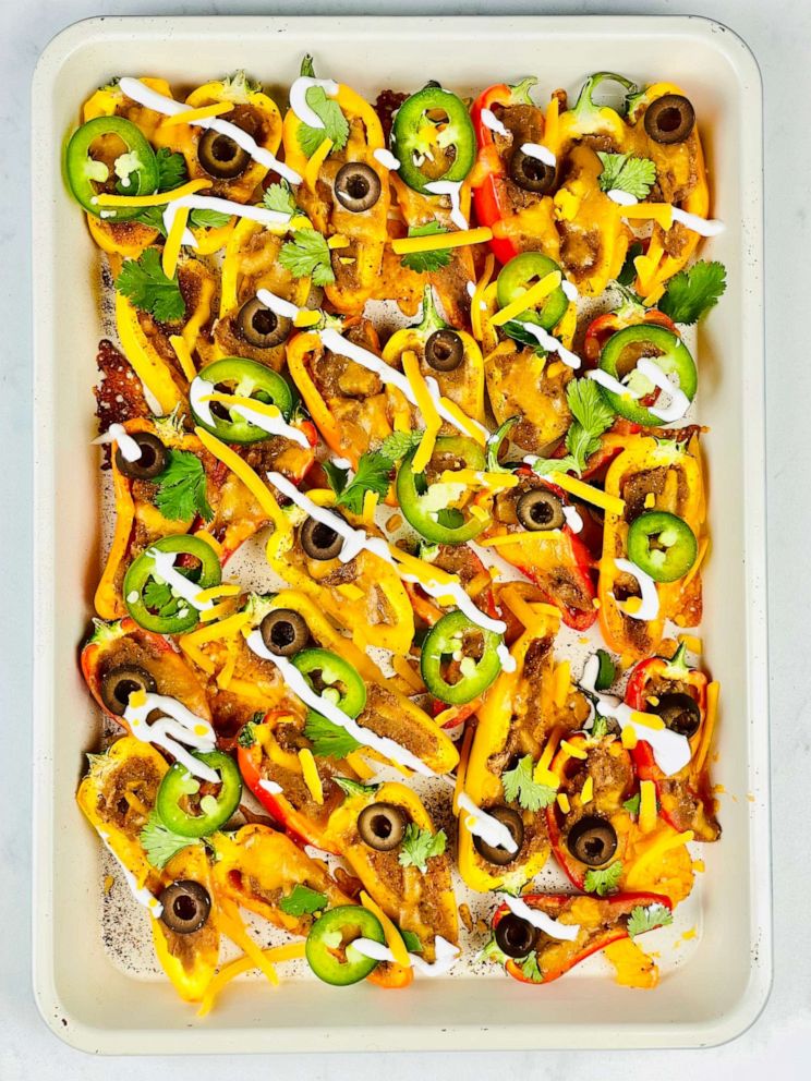 PHOTO: A sheet tray of healthier nachos.