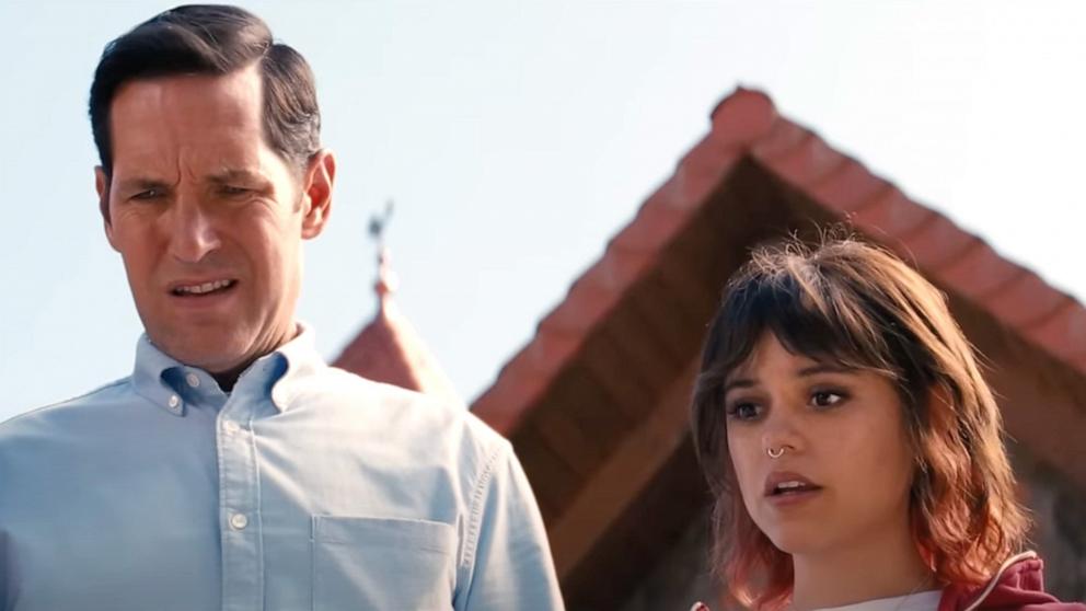 PHOTO: Paul Rudd and Jenna Ortega appear in this screen grab from the “Death of a Unicorn” trailer.