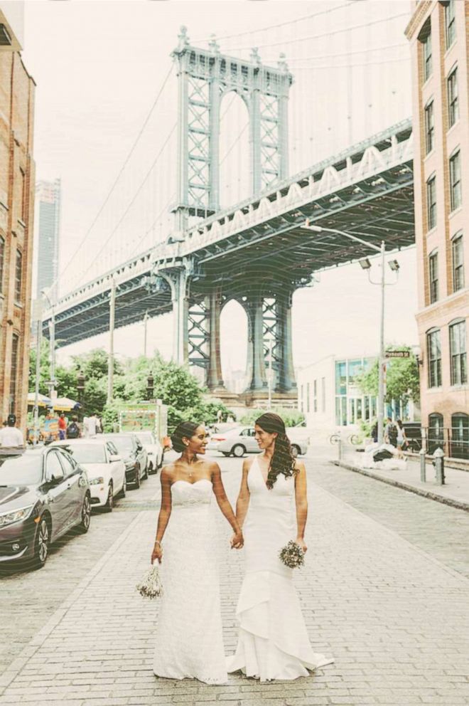 Carmen Perez on her wedding day to Elise Young.