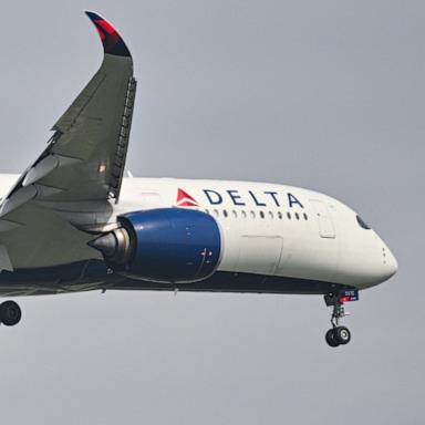 An Airbus A350-941 of Delta Airlines prepares to land in Shanghai on April 16, 2025. 