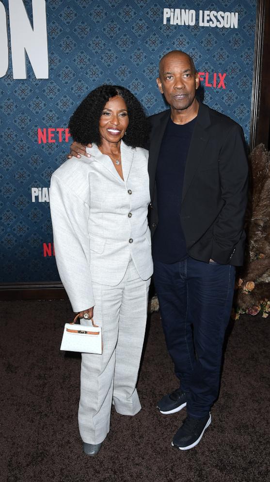 PHOTO: Pauletta Washington and Denzel Washington arrives at the Premiere Of Netflix's "The Piano Lesson" at The Egyptian Theatre Hollywood on Nov. 19, 2024 in Los Angeles.