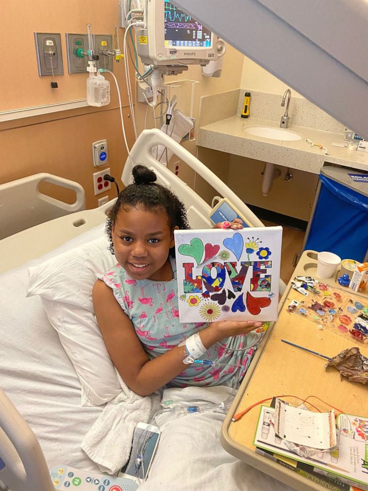 PHOTO: Kylie Van Sciver, 9, is photographed in the hospital while undergoing treatment for sickle cell disease.