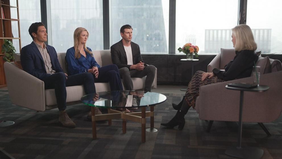 PHOTO: ABC News' Diane Sawyer speaks with Will Reeve, left, Alexandra Reeve, center, and Matthew Reeve about the documentary, "Super/Man: The Christopher Reeve Story."