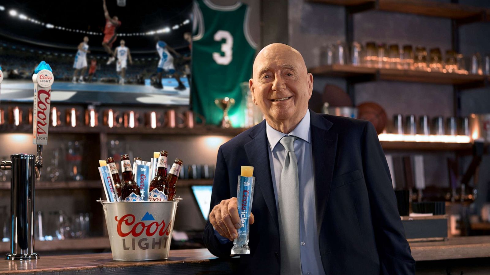 PHOTO: Dick Vitale holds a Coors-icle the new non-alcoholic beer-flavored ice pop.