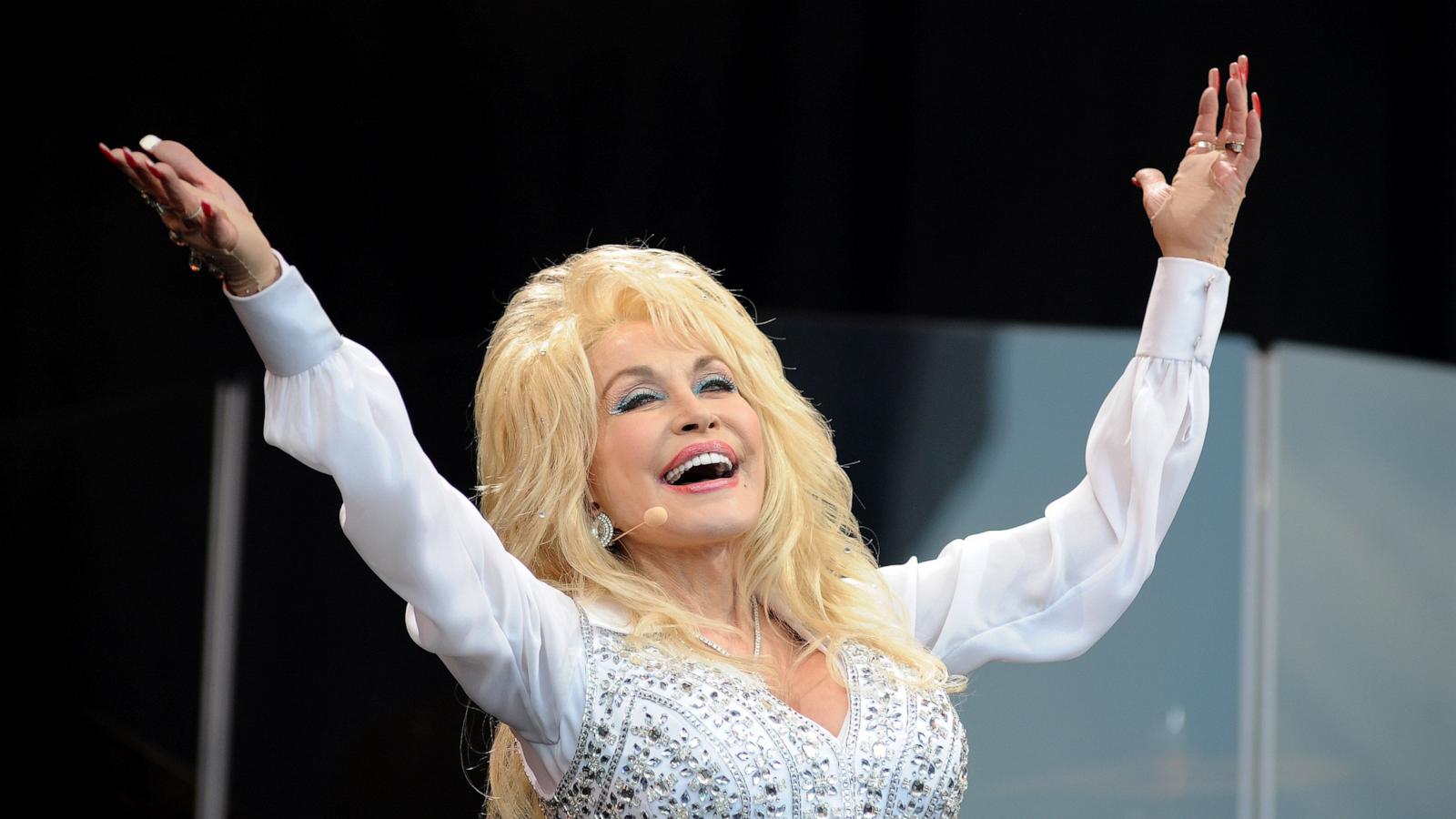 Dolly Parton performs on the Pyramid stage on Day 3 of the Glastonbury Festival on June 29, 2014 in Glastonbury, England.
