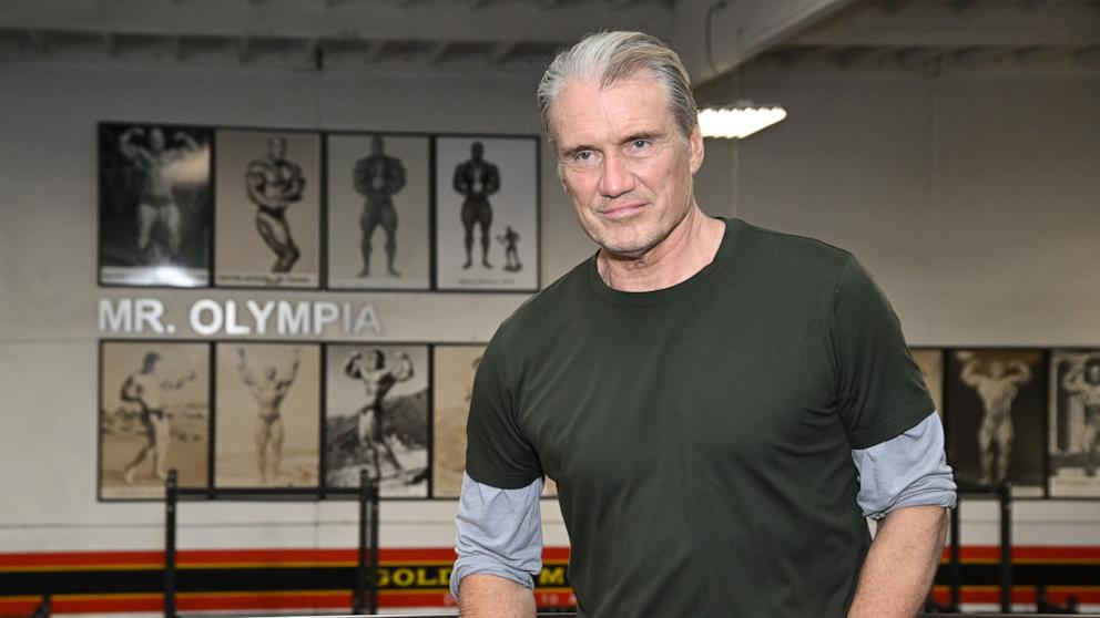 PHOTO: Actor Dolph Lungren celebrates the release of the documentary "Breaking Olympia: The Phil Heath Story" at Gold's Gym Venice in Venice, Calif., March 26, 2024.