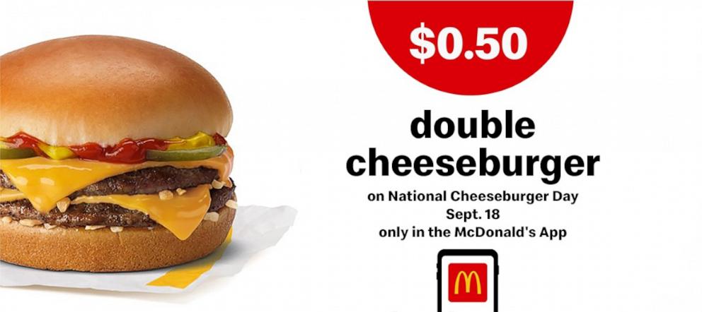 PHOTO: A new promo for 50 cent cheeseburgers on National Cheeseburger Day at McDonald's.