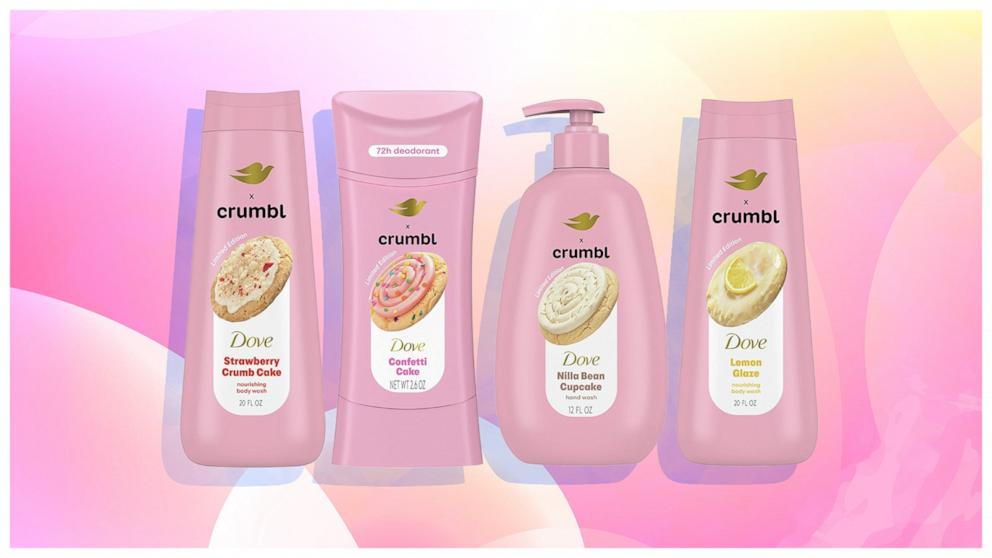 PHOTO: Shop the Dove x Crumbl special edition body care collection.