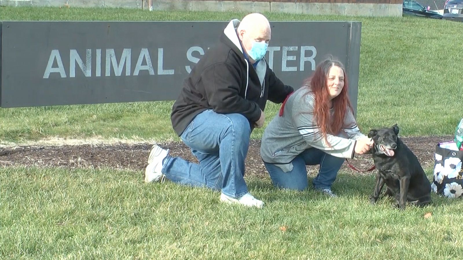 PHOTO: Steve and Debra Mejeur reunited with their lost her dog, Lola.