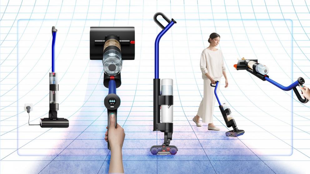 The Dyson WashG1 removes wet and dry dirt in one go.