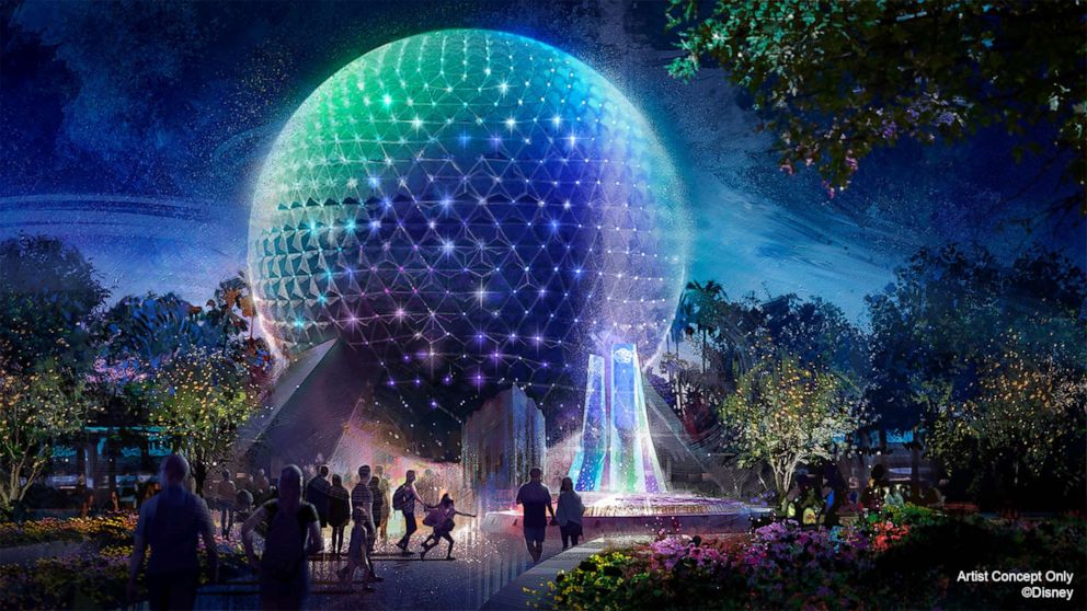 PHOTO: Illustration of Epcot for Walt Disney World's 50th anniversary, which will transform into its theme, Beacons of Magic.