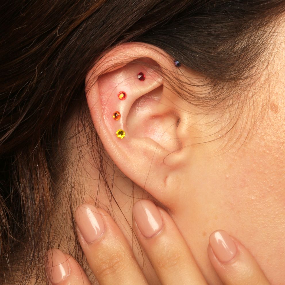 PHOTO: Chakra Swarovski Crystal ear seeds from Earseeds.com.