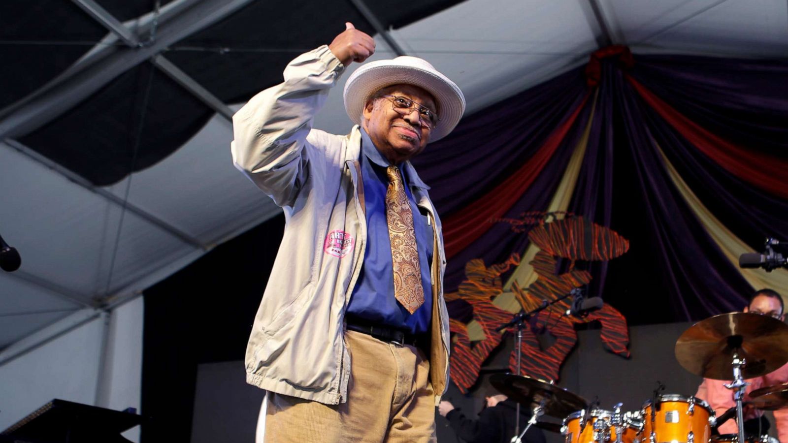 PHOTO: Jazz pianist Ellis Marsalis acknowledges the crowd after performing at the New Orleans Jazz and Heritage Festival in New Orleans. New Orleans Mayor LaToya Cantrell announced Wednesday, April 1, 2020, that Marsalis has died. He was 85.