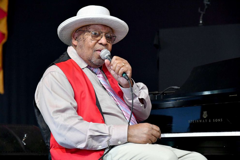 PHOTO: Ellis Marsalis of the Ellis Marsalis Family Band perform during the New Orleans Jazz and Heritage Festival 2019 50th Anniversary at Fair Grounds Race Course on April 28, 2019 in New Orleans.