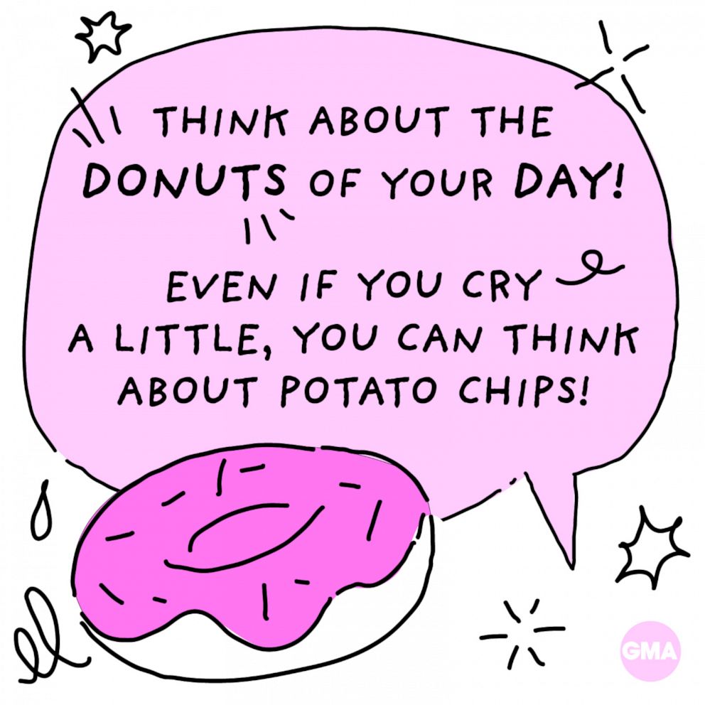 Think about the donuts of your day! Even if you cry a little, you can think about potato chips!