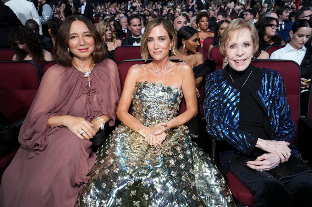 PHOTO: Maya Rudolph, Kristen Wiig and Carol Burnett at the 76th Emmy Awards in Los Angeles, Sept. 15, 2024.