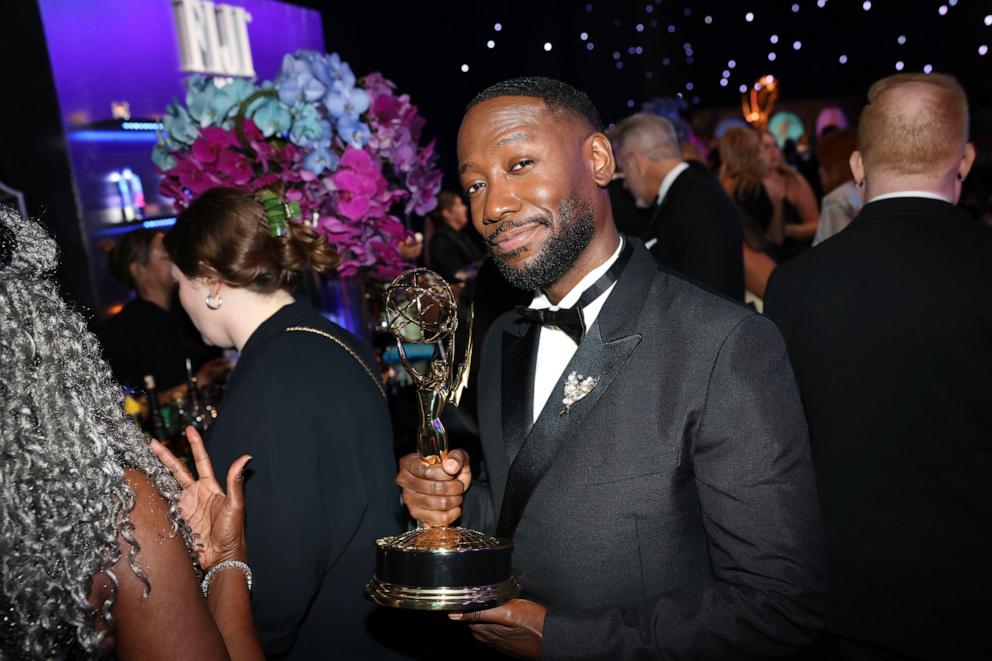 PHOTO: Lamorne Morris, winner of the Emmy for outstanding supporting actor in a limited anthology series or movie for "Fargo" at the 76th Emmy Awards Governors Gala in Los Angeles, Sept. 15, 2024.