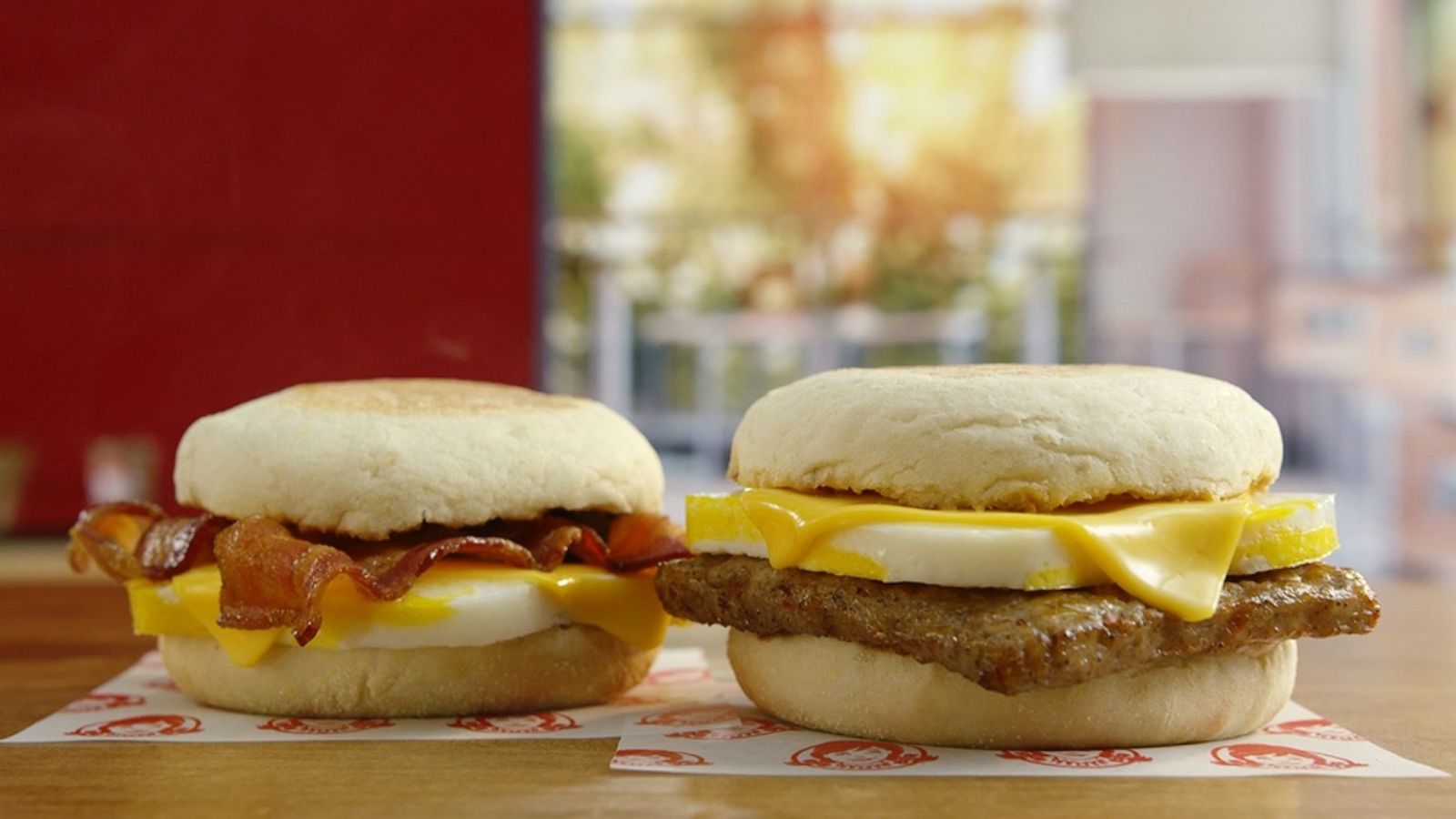 PHOTO: Two new bacon and sausage egg and cheese English muffin sandwiches will join Wendy's breakfast menu.