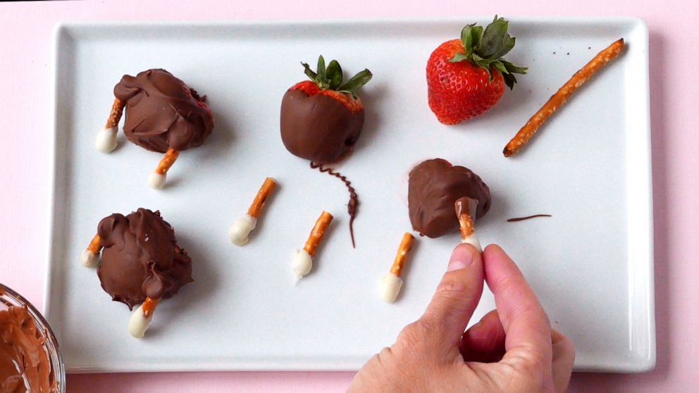 PHOTO: Erin Phraner assembles her chocolate covered strawberry turkeys.