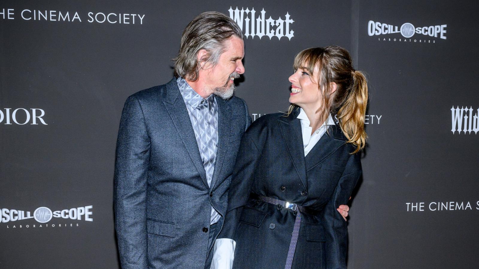 PHOTO: Ethan Hawke and Maya Hawke attend a screening of "Wildcat" at Angelika Film Center in New York City, April 11, 2024.