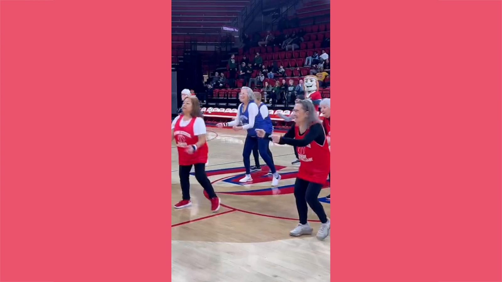 VIDEO: Senior citizens rock the dance floor during basketball halftime show