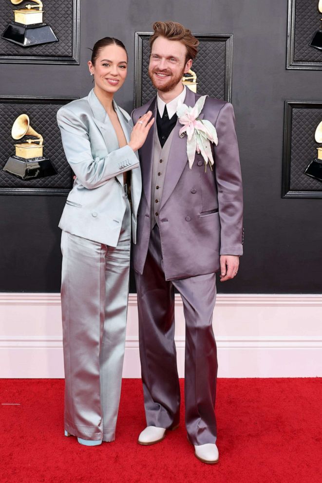 PHOTO: Claudia Sulewski and FINNEAS attend the 64th GRAMMY Awards at MGM Grand Garden Arena, April 3, 2022, in Las Vegas.