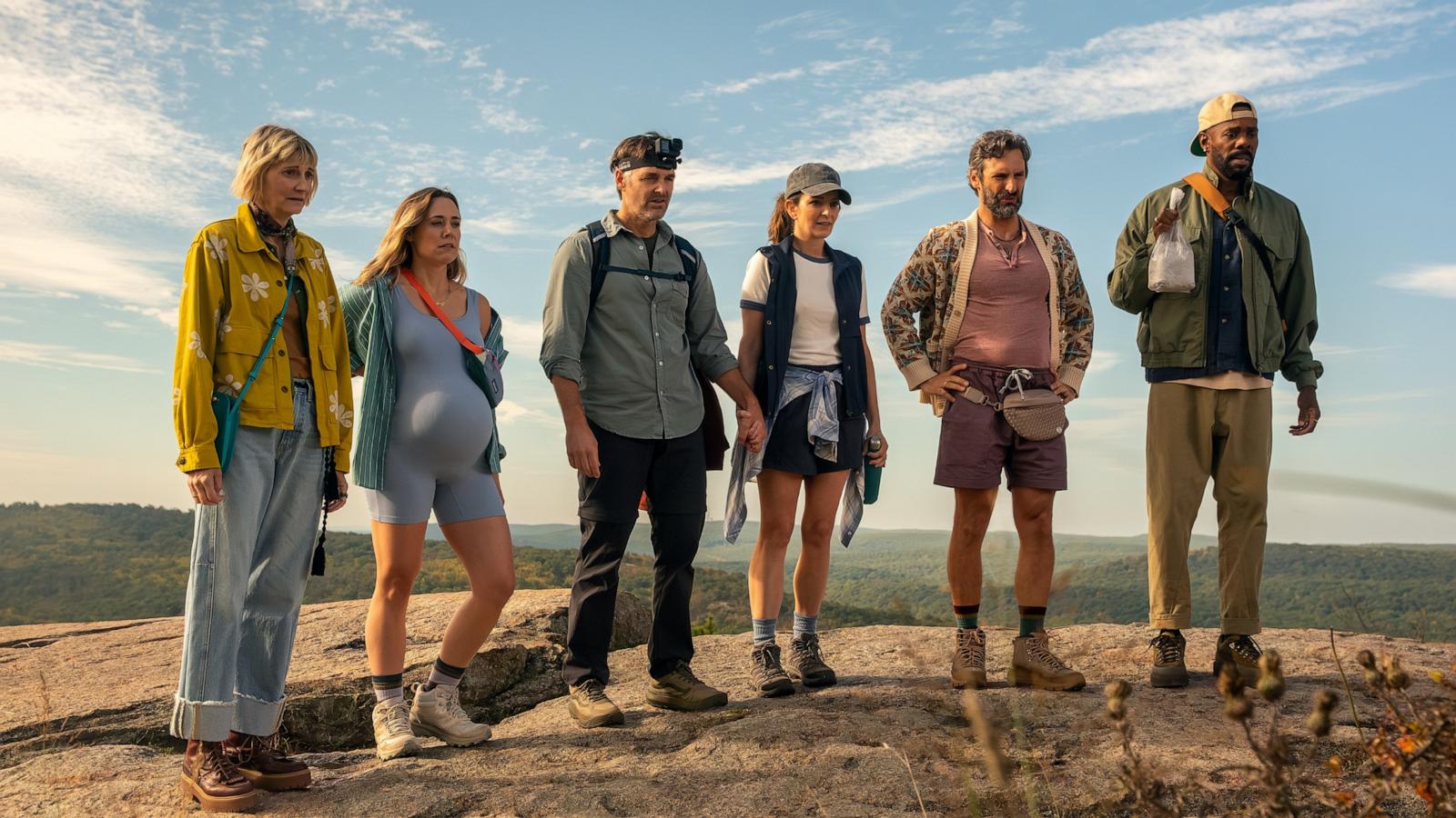 PHOTO: Kerri Kenney-Silver as Anne, Erika Henningsen as Ginny, Will Forte as Jack, Tina Fey as Kate, Marco Calvani as Claude, and Colman Domingo as Danny in Episode 201 of "The Four Seasons," Season 2.