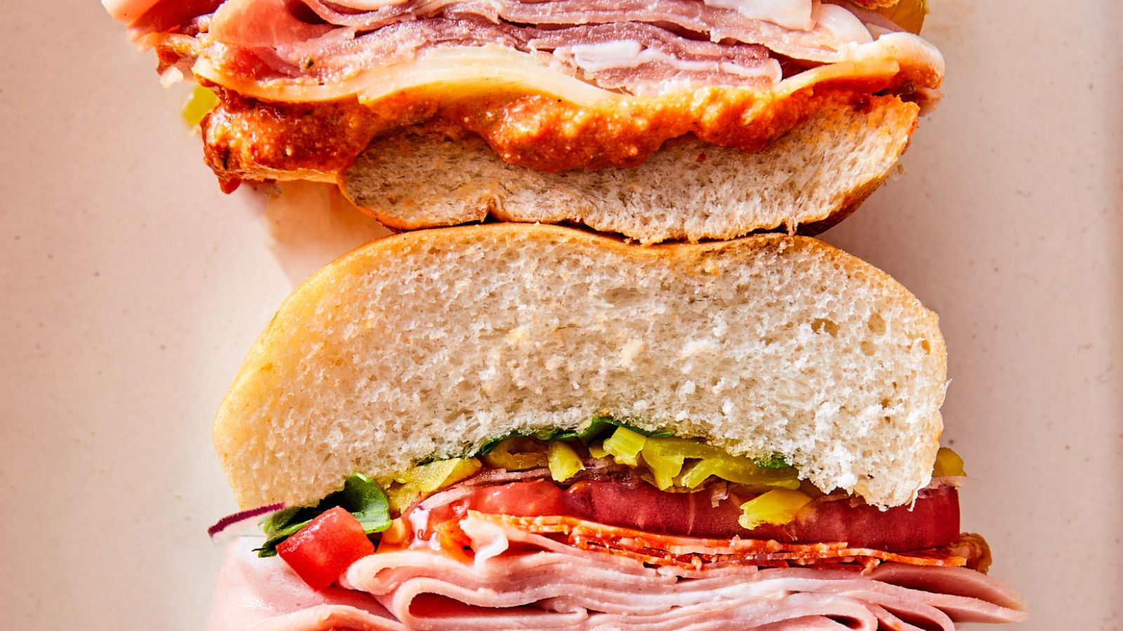 PHOTO: An Italian sandwich with red pepper pesto.