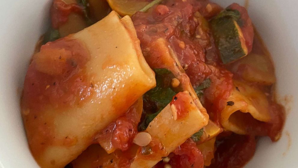 Chef Fabrizio Facchini's paccheri pasta with vegetable ragu