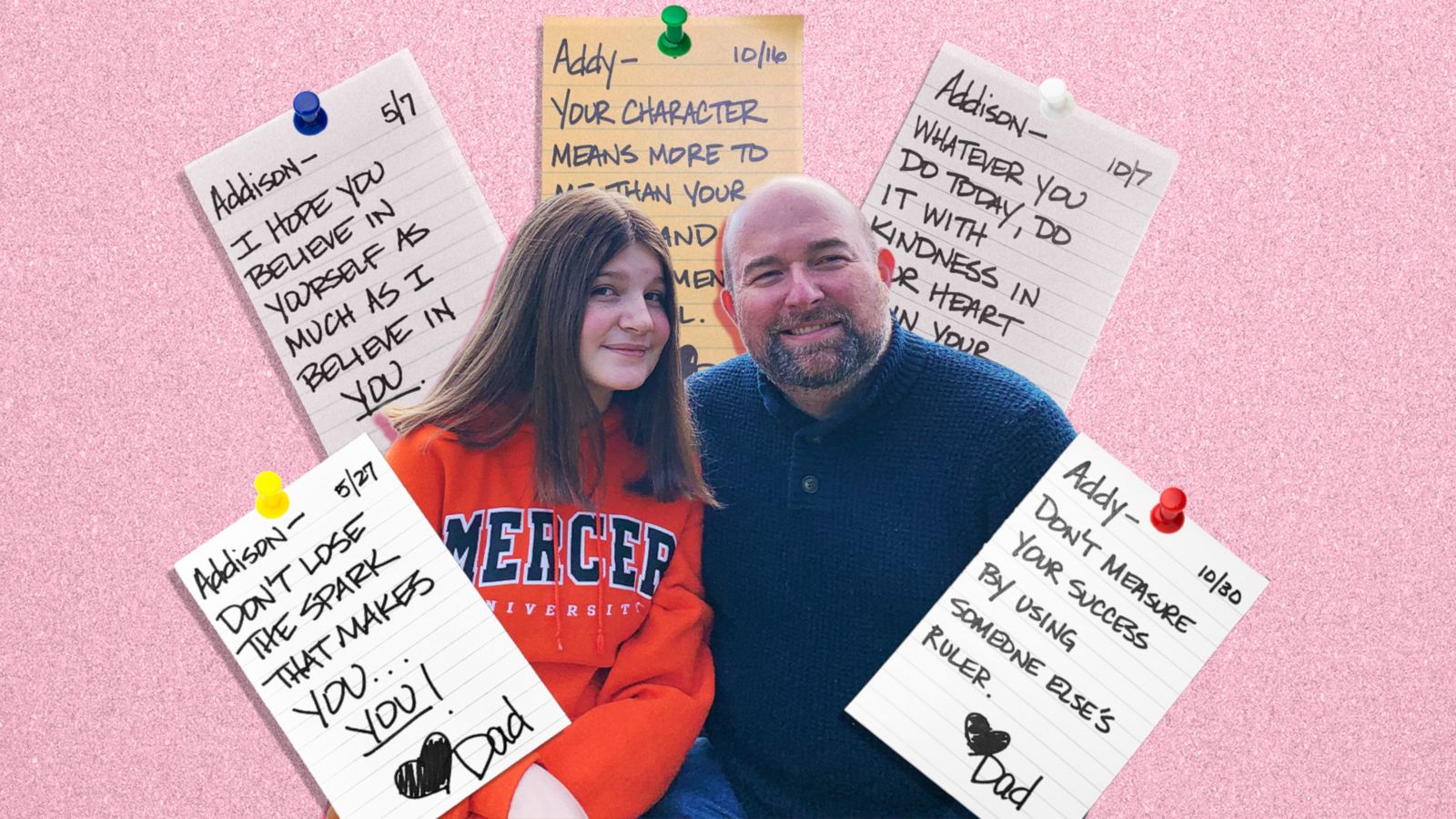 PHOTO: Father writes inspirational quotes to daughter.