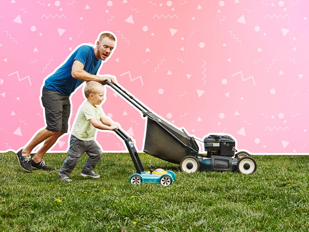 PHOTO: Father Son Lawn Mower