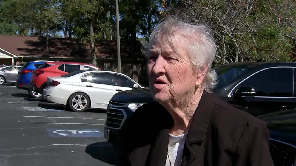 PHOTO: Betty Cartledge, 81, voted for the first time on Oct. 16, 2024 at LifePointe Church of Nazarene, in Covington, Georgia. Early voting began in Newton County on Oct. 15.