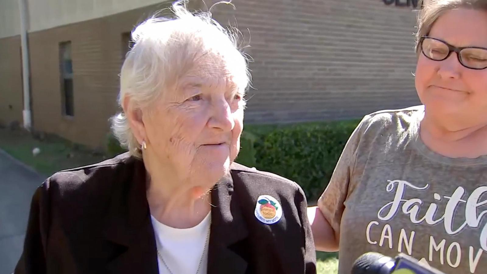 PHOTO: Betty Cartledge, 81, voted for the first time on Oct. 16, 2024 at LifePointe Church of Nazarene, in Covington, Georgia. Early voting began in Newton County on Oct. 15.