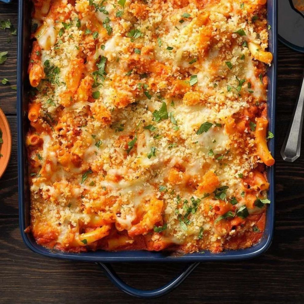 PHOTO: Five cheese-baked ziti.