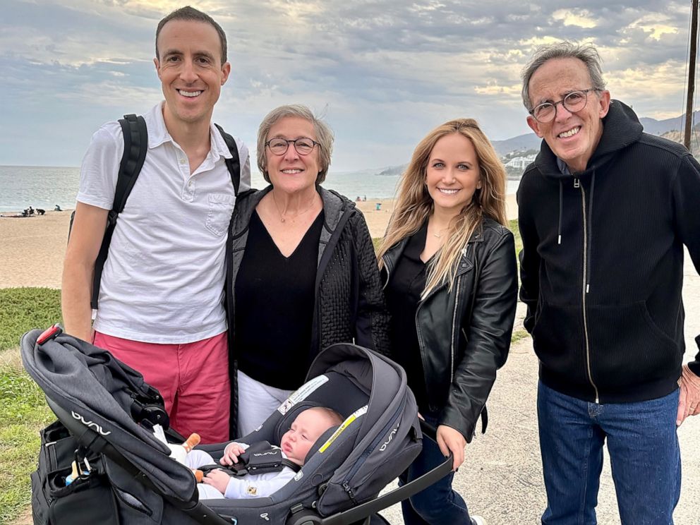 PHOTO: Flo and Mark Rosen smile for a photo with their son Ben, daughter-in-law Dalia and grandson Trent.