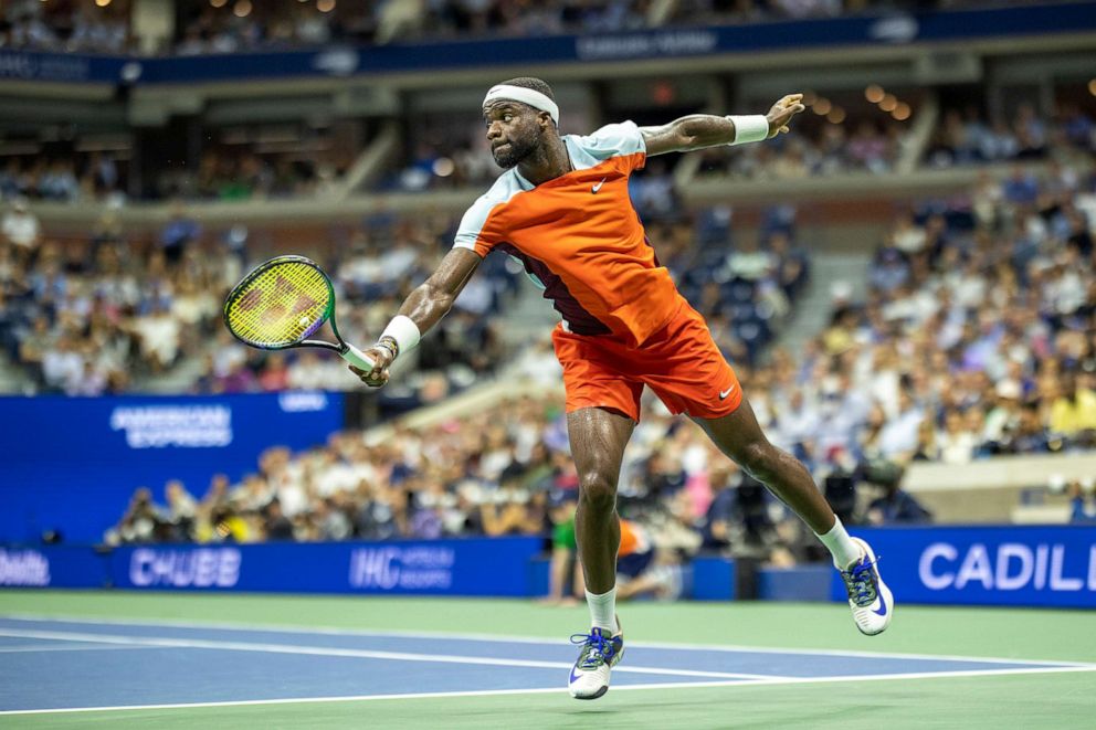 PHOTO: Frances Tiafoe is seen during the Men's Singles Semi-Final match on Arthur Ashe Stadium during the U.S. Open Tennis Championship 2022 at the USTA National Tennis Centre, Sept. 9, 2022, in New York.