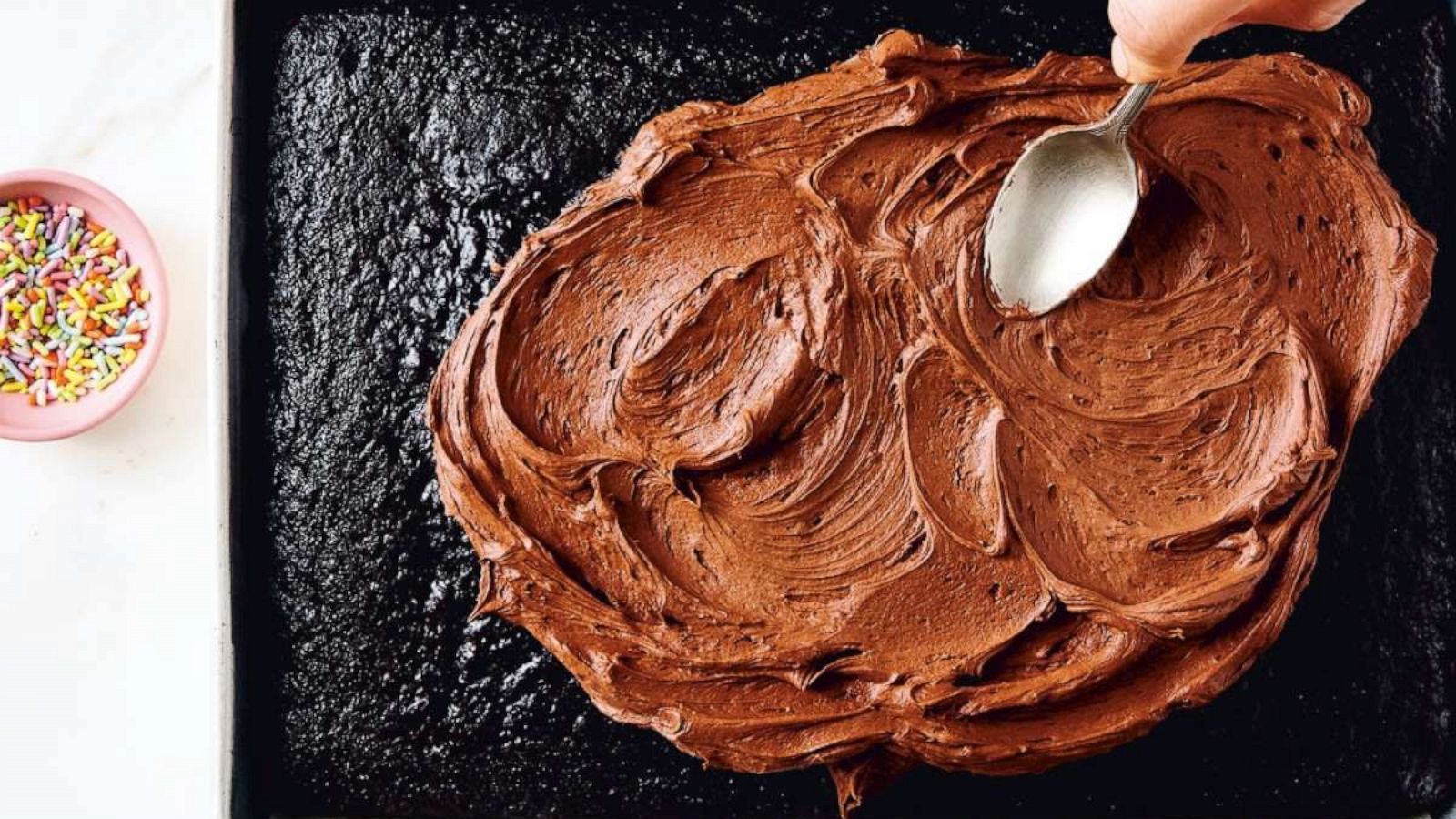 PHOTO: Chocolate cake with fluffy chocolate frosting from "Snacking Cakes" cookbook.