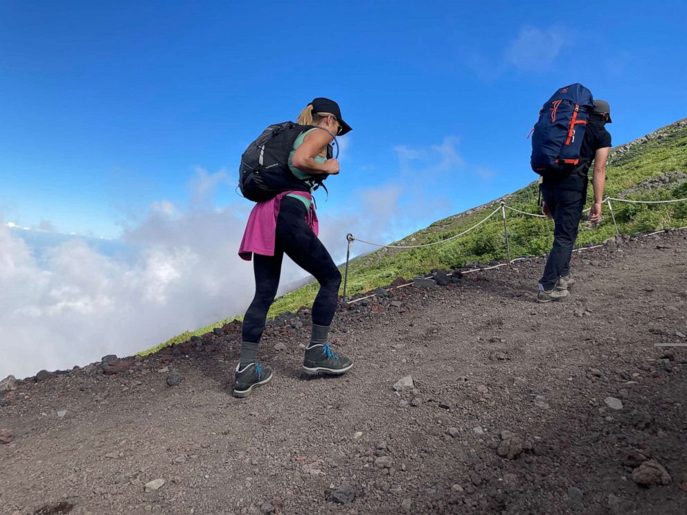PHOTO: ABC News' Amy Robach climbs Mount Fuji.
