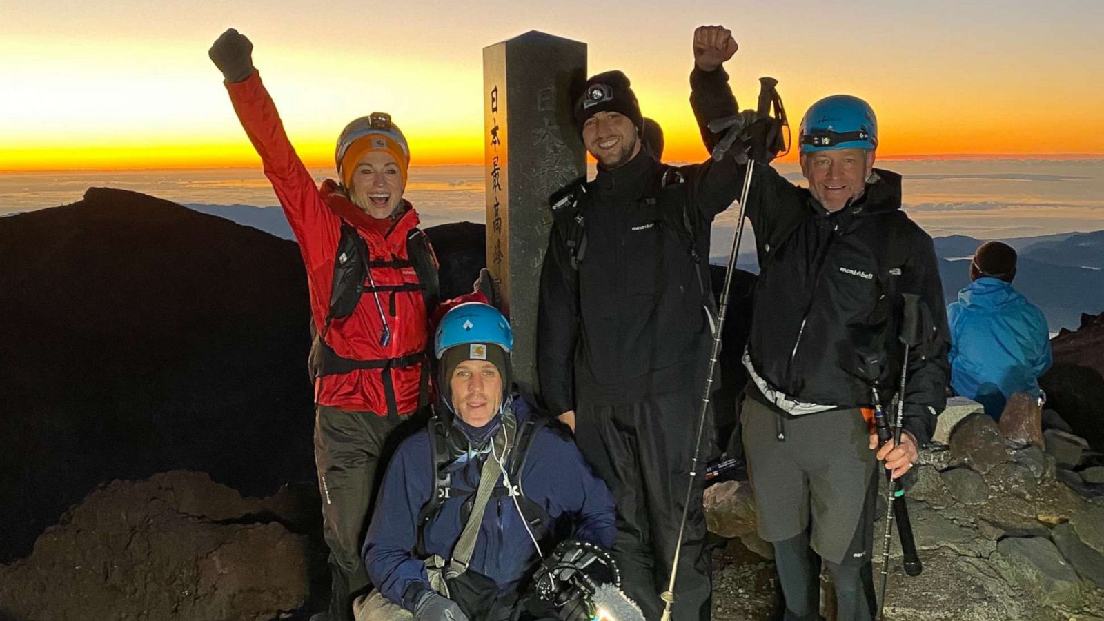 PHOTO: The ABC News team on Mount Fuji.