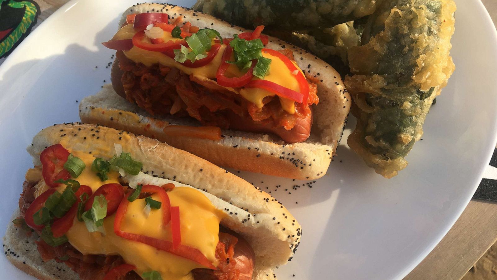 PHOTO: Chef Beverly Kim cooked her Chicago fire hot dogs and tempura pepper poppers.