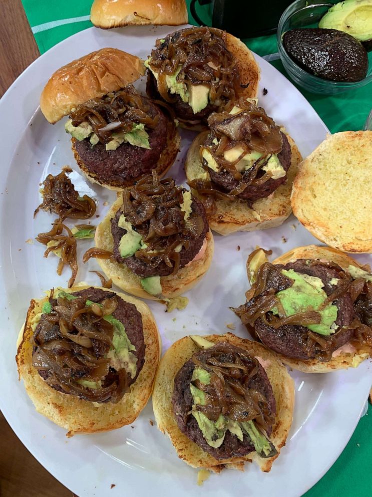 PHOTO: George Duran made his short rib whiskey burger with caramelized onions on "GMA."