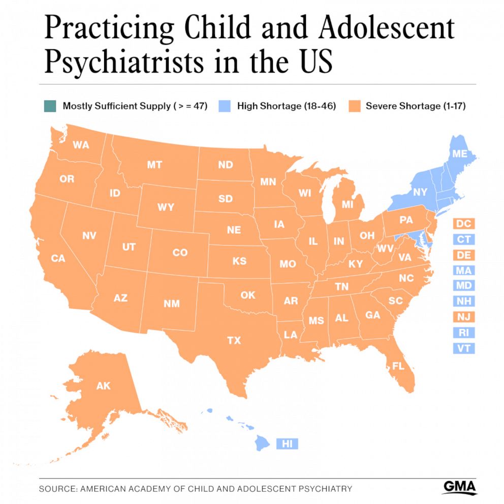 Practicing child and adolescent psychiatrists in the US