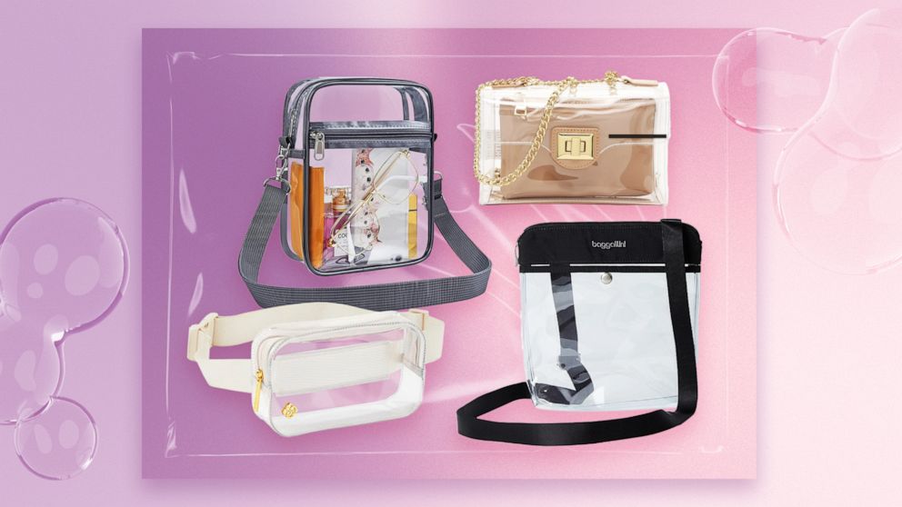 Pink Transparent Top Handle Tote Bag Zip Crossbody Clear Sport Bags