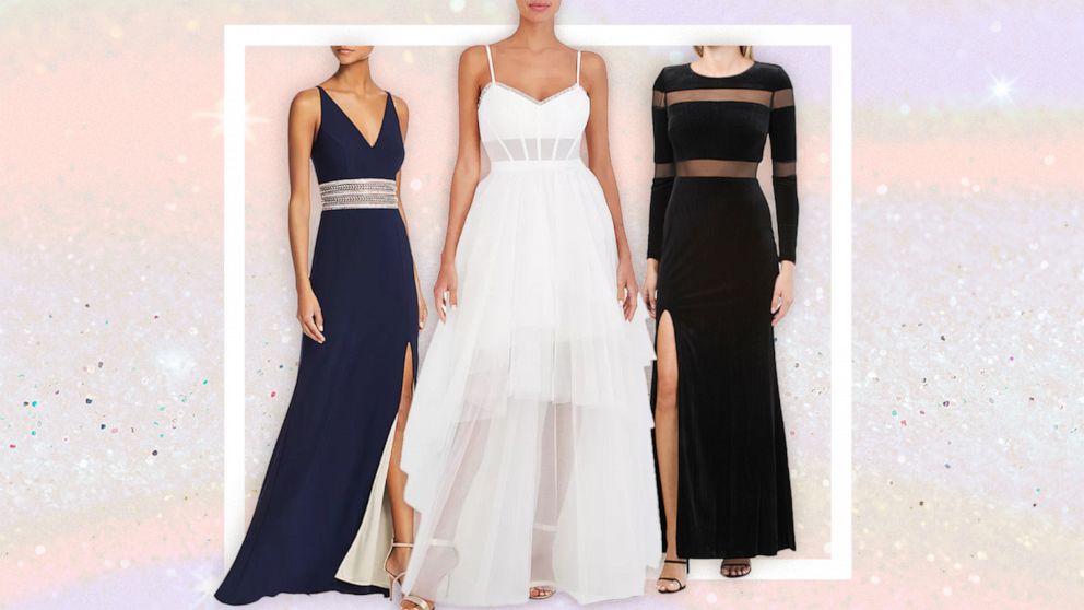 PHOTO: Shop black, white and blue dresses for prom season.