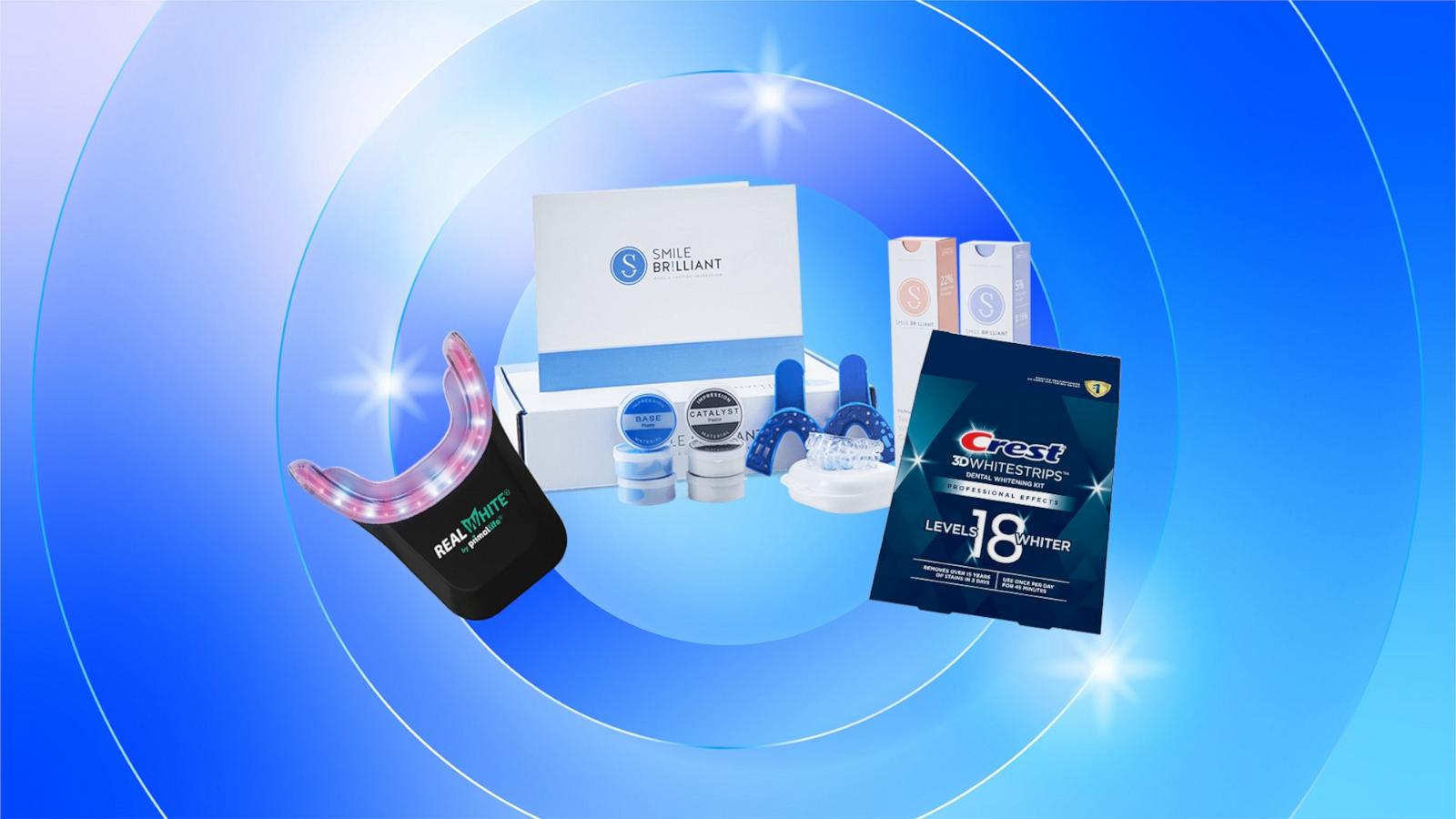 Teeth whitening kits from Crest, Smile Brilliant and Primal Organics.