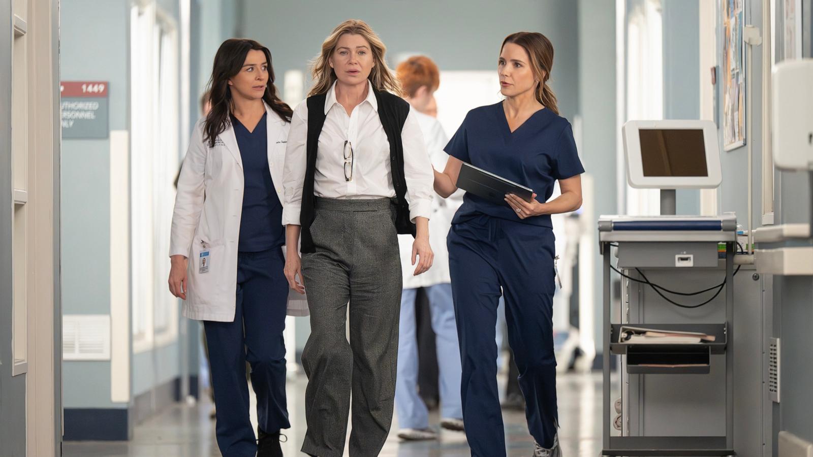 PHOTO: Caterina Scorsone, Ellen Pompeo and Sophia Bush appear in this image from "Grey's Anatomy."