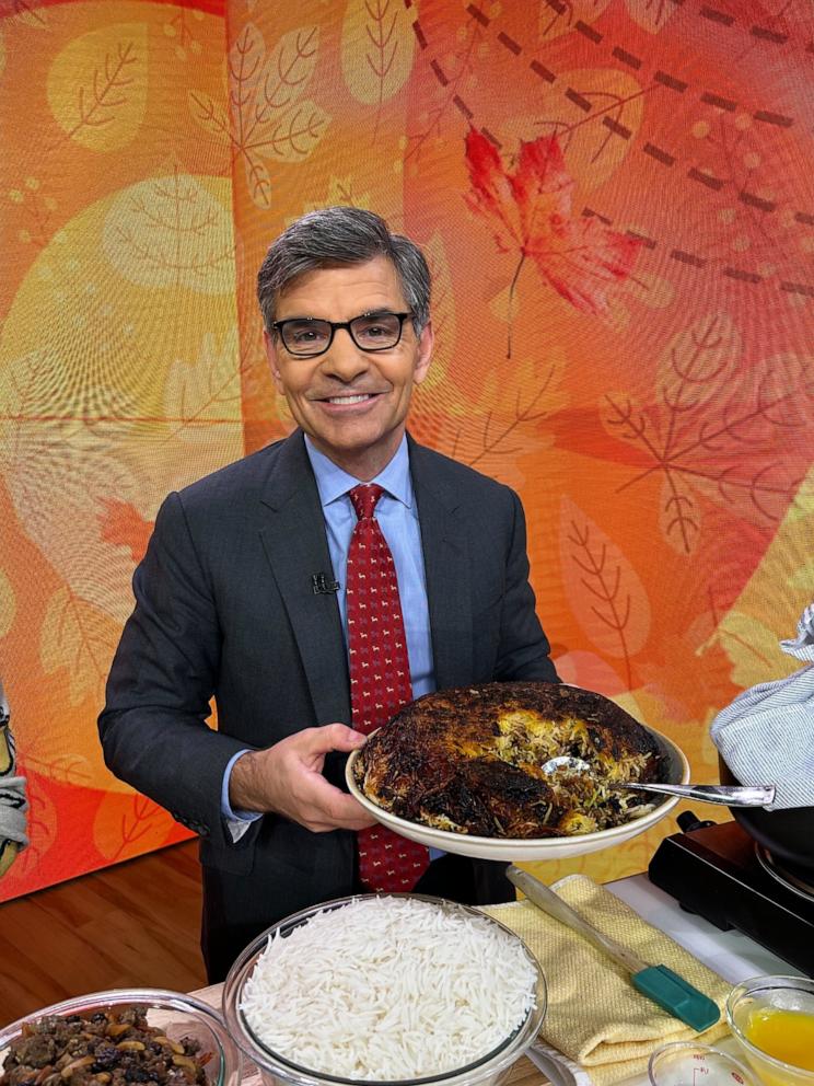 PHOTO: "GMA" anchor George Stephanopoulos with a Greek tahdig stuffing.