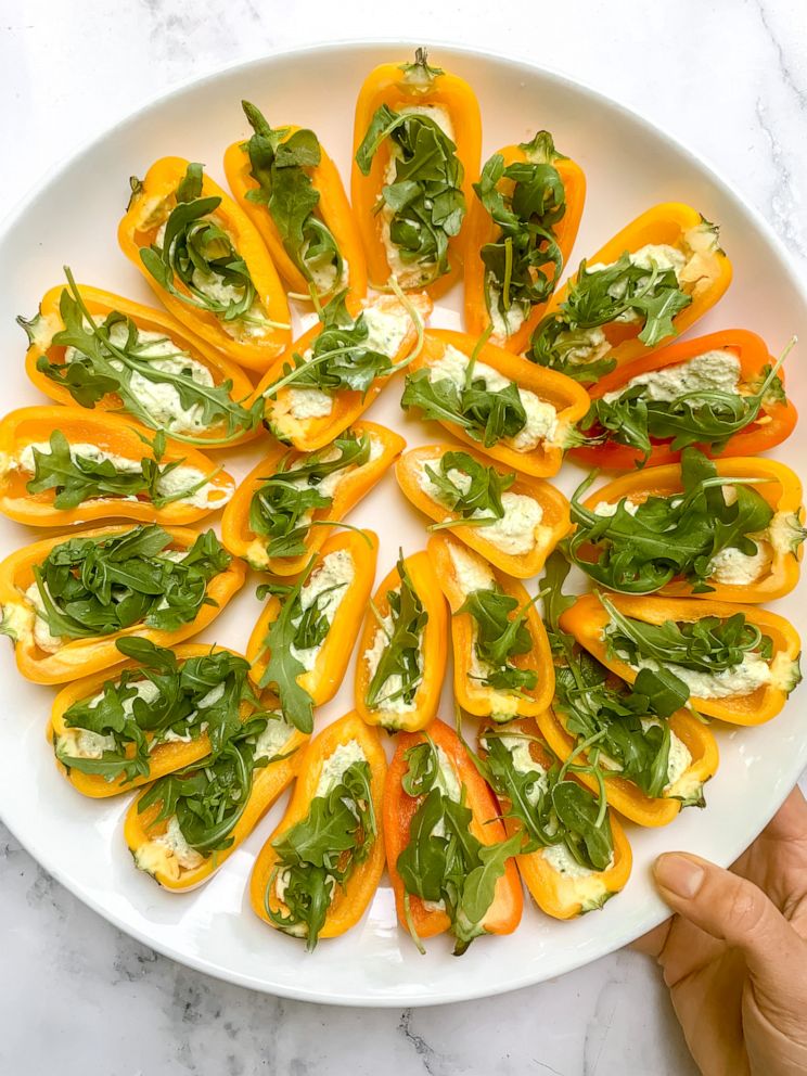 PHOTO: Whipped goat cheese stuffed peppers.