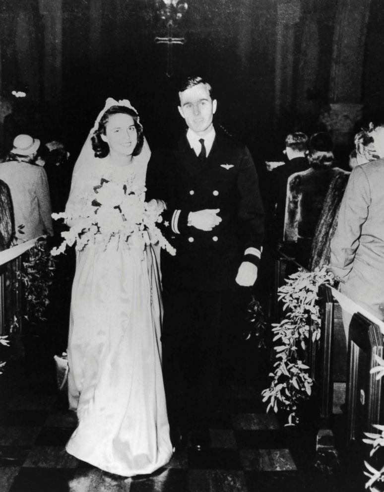 PHOTO: Navy Lieutenant George H.W. Bush and Barbara Pierce were married in the First Presbyterian Church in Rye, New York on January 6, 1945.